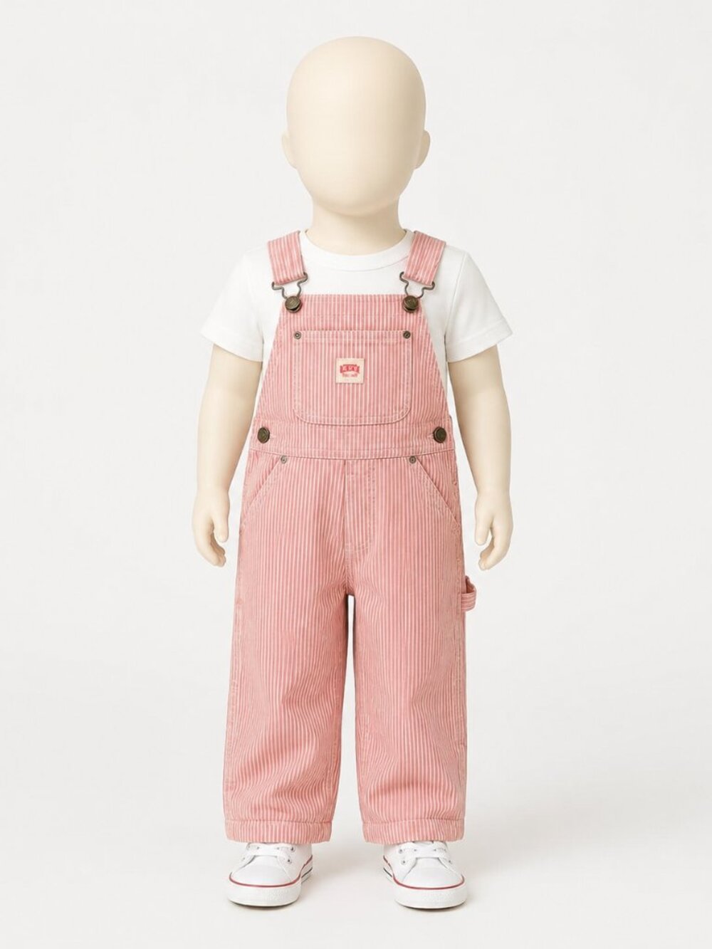 Vintage 90s Key Pink Stripe Kid's Overall Bib size 3t